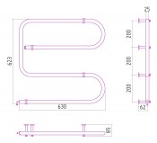 Стилье (Сунержа) Электрика GS 00404-6065 | электрический полотенцесушитель 600х650