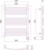 Сунержа Аркус 00-0531-8060 | электрический полотенцесушитель 800x600 (правый) скрытое подключение
