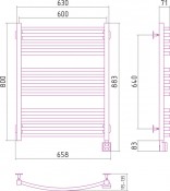 Сунержа Аркус 00-0530-8060 | электрический полотенцесушитель 800x600 (левый) скрытое подключение