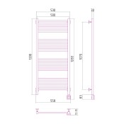 Сунержа Модус 00-0527-1250 | электрический полотенцесушитель 1200x500 скрытое подключение