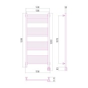 Сунержа Модус 00-0527-1250 | электрический полотенцесушитель 1200x500 скрытое подключение